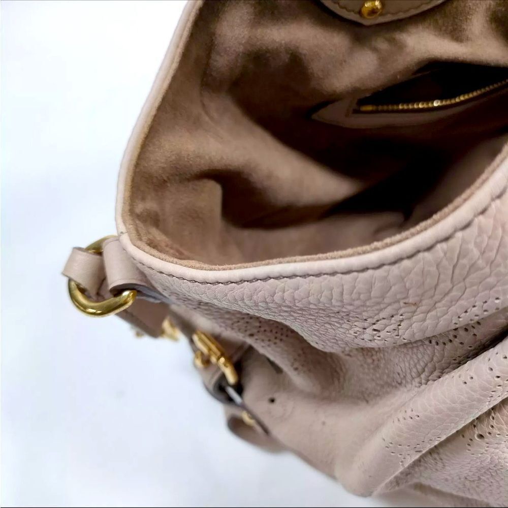 Auth Louis Vuitton Neutrals Monogram Mahina L Hobo M93123 LV Handbag Beige Purse - Picture 13 of 16